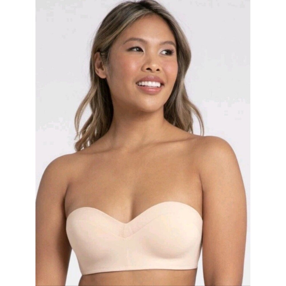 nwt lively beige smooth strapless bra convertible bandeau mesh back bra 34DDD